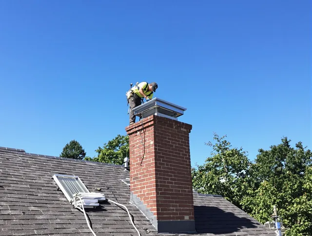 Largo Chimney Sweep technician measuring a chimney cap in Largo, FL