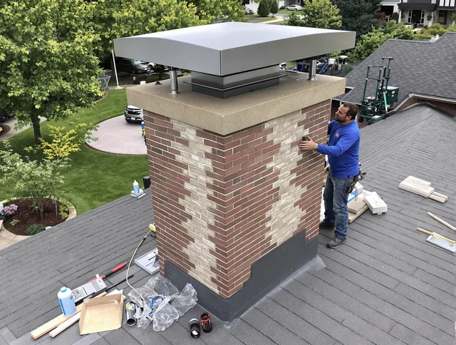 Largo Chimney Sweep team working on a custom chimney remodel in Largo, FL